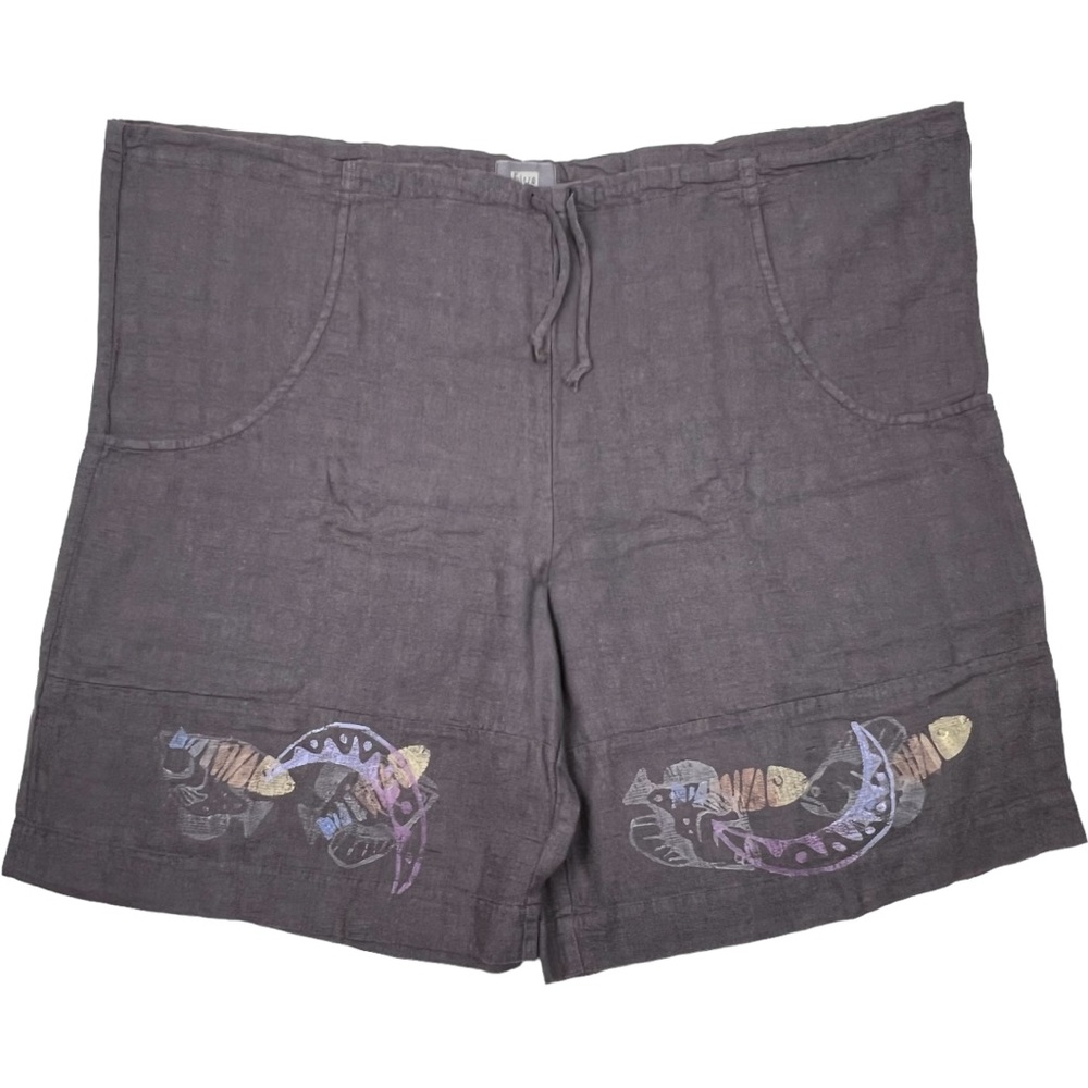 BLUE FISH Clothing Painted Linen Drawstring Shorts 2 Dusty Purple